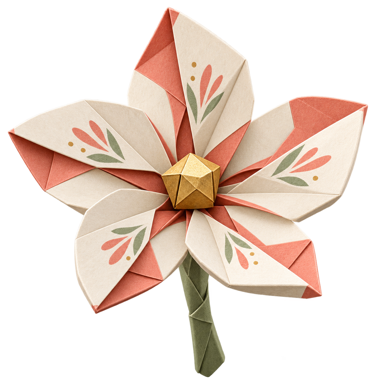 Flor de origami completa desta cena